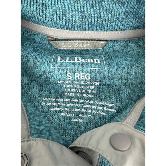 LL Bean Pullover Womens Small Reg Teal Blue Long Sleeve 1/4 Snap Sweater Fleece - Picture 5 of 10